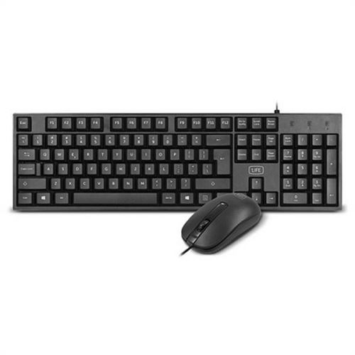 Clavier et souris optique 1LIFE 1IFEKBCOREKITES USB Noir