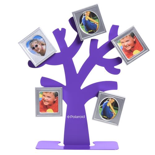 Polaroid : arbre généalogique avec cadres– Arbre avec support et cinq mini cadres photo magnétiques (violet) pour papier Zink 2x3 (Snap, Zip, Z2300)