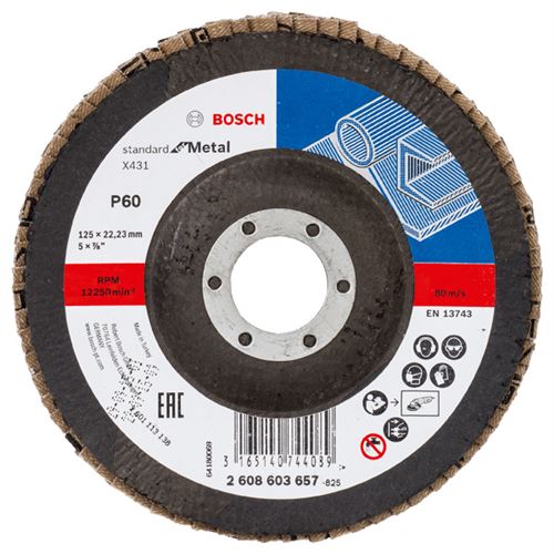 Plateau à Lamelle Standard Métal Diamètre 125Mm Grain 60 Bfm - Bosch - 2608603657