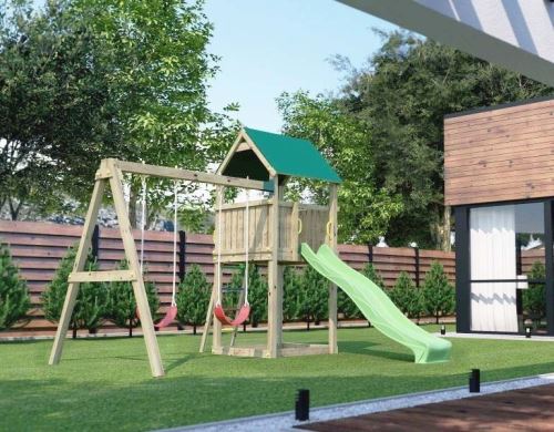 Chalet Et Jardin - Plateforme de jeux balançoire et toboggan Pollux