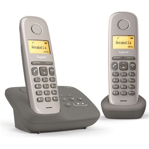 Gigaset AL170A Duo - Téléphone sans fil - système de répondeur avec ID d'appelant - ECO DECTGAP - gris + combiné supplémentaire