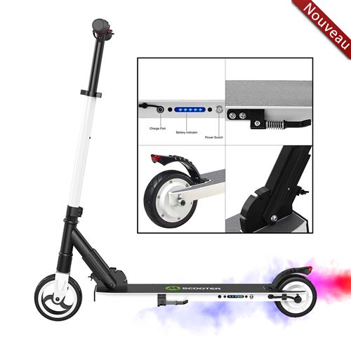 Trottinette électrique pliable vitesse maximale 23km/h 5.0AH frein arrière métallique cache câble avec moteur arrière-noir/blanc