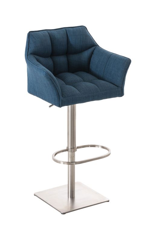 Tabouret de bar Damaso en Tissu , Bleu/Acier inoxydable