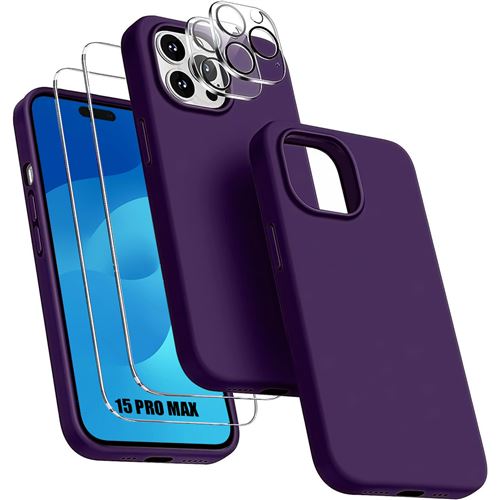 Achetez pc + Tpu Téléphone Pour Iphone 15 Pro Max, Couverture de Protection  Mate Translucide Avec Film D'objectif en Verre - Violet Foncé de Chine