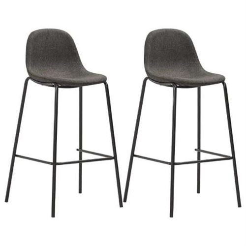 vidaXL Chaises de bar 2 pcs Gris foncé Tissu