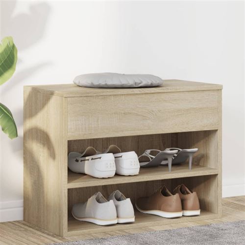 vidaXL - Banc à chaussures - 60x30x45 cm - Chêne Sonoma - Image 2
