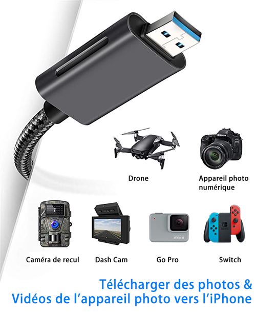 2€75 sur Lecteur De Carte SD Pour iPhone/iPad Ti-smart™ (Noir
