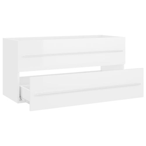 vidaXL Armoire d'évier Blanc brillant 100x38,5x48 cm Aggloméré
