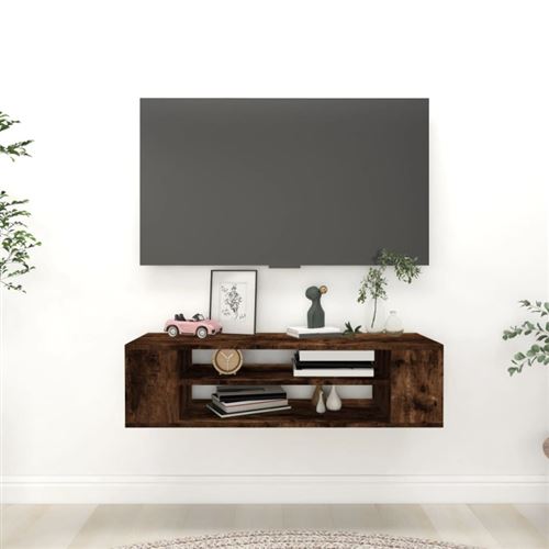 vidaXL Armoire TV suspendue Chêne fumé 100x30x26,5cm Bois d'ingénierie