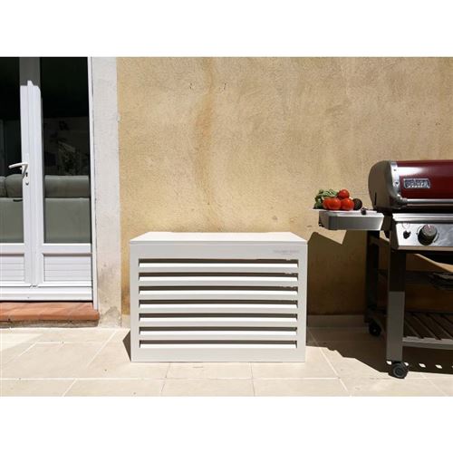 Cache climatisation Venetian Aluminium blanc RAL9016 - Grand L 120 x H 120 x P 55 cm