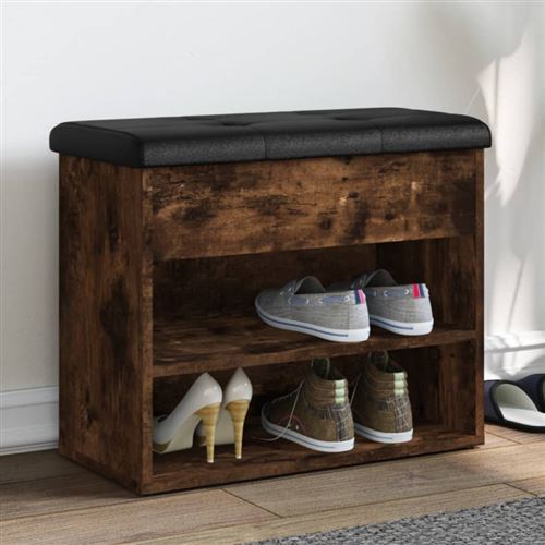 vidaXL Banc à chaussures chêne fumé 62x32x50 cm bois d'ingénierie