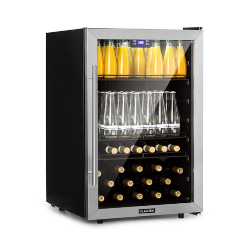 Klarstein Beersafe 5XL Réfrigérateur 148 litres 3 clayettes Porte vitrée panoramique Acier inoxydable Argent