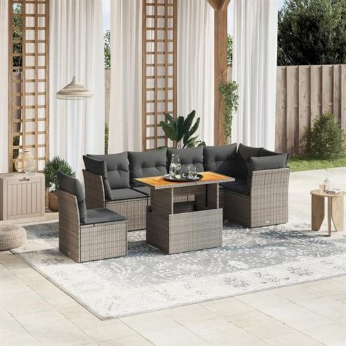 Non Communiqué Gris Vidaxl Salon De Jardin Avec Coussins 7 Pcs, Canapés De Terrasse, Ensemble De Meubles De Patio, Mobilier D'extérieur, 3270857