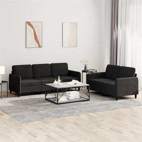 Non Communiqué Noir Vidaxl Ensemble De Canapés 2 Pcs Velours