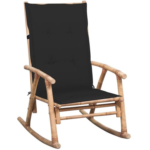 VIDAXL - Fauteuil à bascule - Bambou - Noir - Extra Grand - Image 3