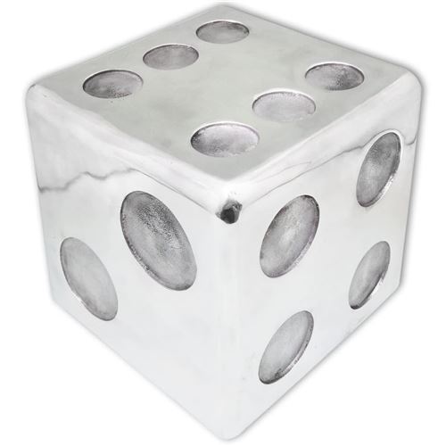 vidaXL Table auxiliaire / Tabouret en forme de dé Aluminium Argenté