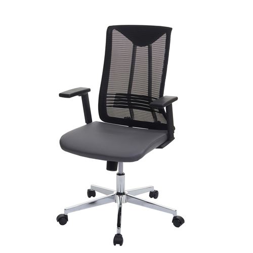 Chaise de bureau MENDLER HWC-J53 ergonomique similicuir gris