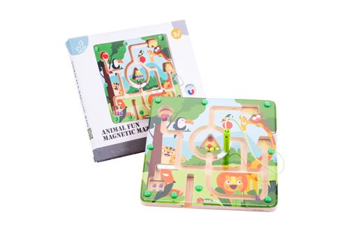 Dorjee - Jeu de labyrinthe magnétique Animaux - motricité fine et concentration- jouet en bois à partir de 2 ans