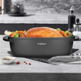 JY COOKMENT Plat à rôtir en granit émaillé de 33 cm avec couvercle