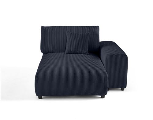 Non Communiqué Bleu Nuit Garance - Module D'assise Méridienne Droit - En Velours Côtelé