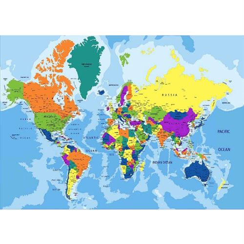 HOMEMANIA Tapis d'ameublement World Map 1 - Multicouleur - 100 x 140 cm