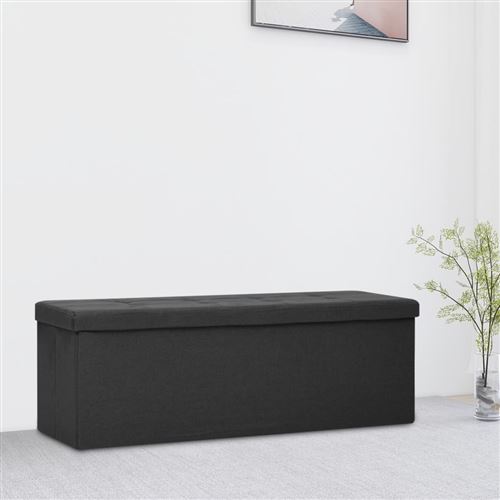 Vidaxl Noir Banc Pliable - Faux Lin - Image 3