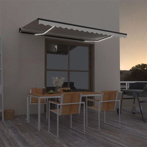 vidaXL Auvent manuel rétractable avec LED 400x350 cm Crème3069182