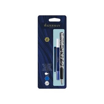 Stylo-plume Waterman Graduate Allure - Noir Mat | Encre Bleu Sérénité | Élégance à La Française
