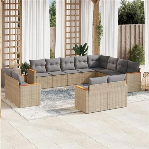 VIDAXL Salon de jardin  - 12 pcs - Beige