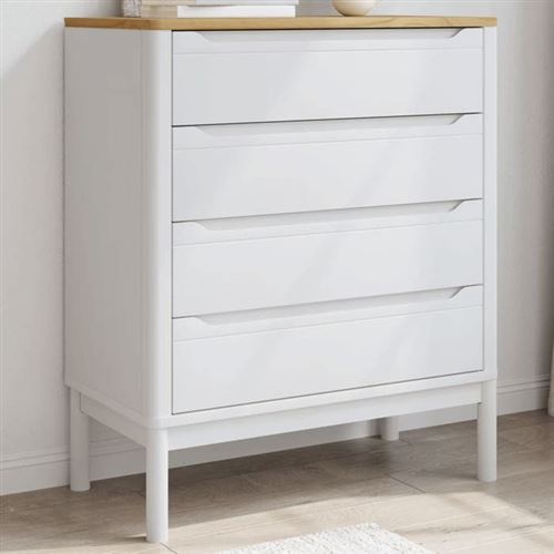 Commode floro blanc bois de pin massif Vidaxl