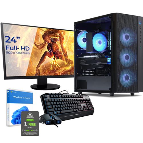 Sedatech Pack PC Gamer Expert • Intel i7-10700KF • Geforce RTX 3060Ti • 16Go RAM • 1To SSD M.2 • Wifi • BT • Windows • Unité centrale • Moniteur 23.6