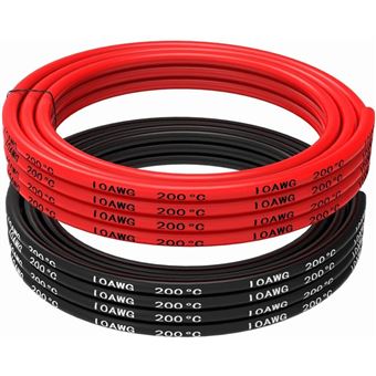 Siliconen Kabel 10 AWG 5m Flexibel Superieure Geleidbaarheid met Vertinde Koperdraad Hittebestendig, Rood, Siliconen - 1