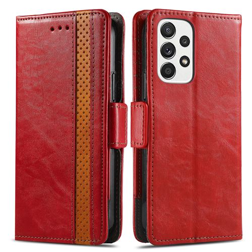 Coque en Cuir Pour Samsung Galaxy S22+ avec Porte Carte Frusde Etui avec Boucle Magnétique-Rouge