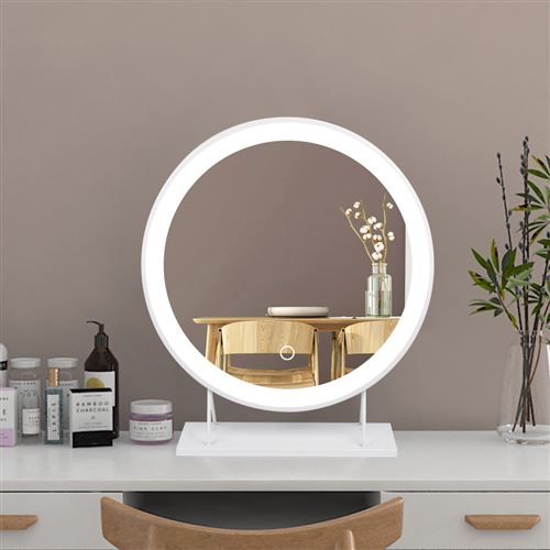 Miroir maquillage Hollywood lumineux LED tactile - 3 modes éclairage,  inclinable, adaptateur - métal noir verre - Achat & prix