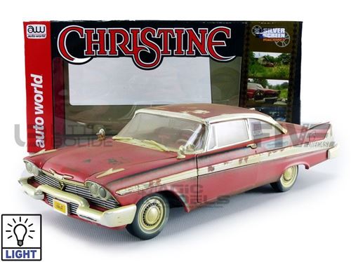 Voiture Miniature de Collection AUTO WORLD 1-18 - PLYMOUTH Fury - Christine - Dirty Version 1958 - Red / White - AWSS119