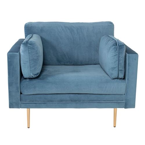 GENERIQUE - Fauteuil de salon - Boom - Velours - Bleu - 110cm - Image 3