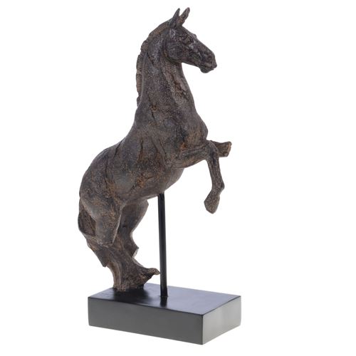Non Communiqué Noir Cheval Rustique Cabre Sur Socle - Amadeus - Résine