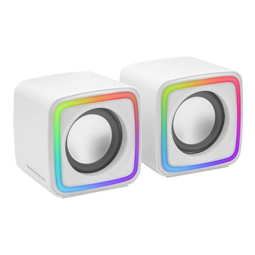 Mars Gaming MSCUBE, Altavoces Gaming RGB Compactos, Procesador Sonido DSP 8W, Altavoces RGB Negro, Rosa o Blanco