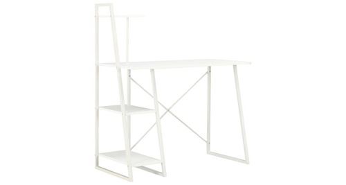 Non Communiqué Blanc Bureau Avec Étagère 102X50x117 Cm