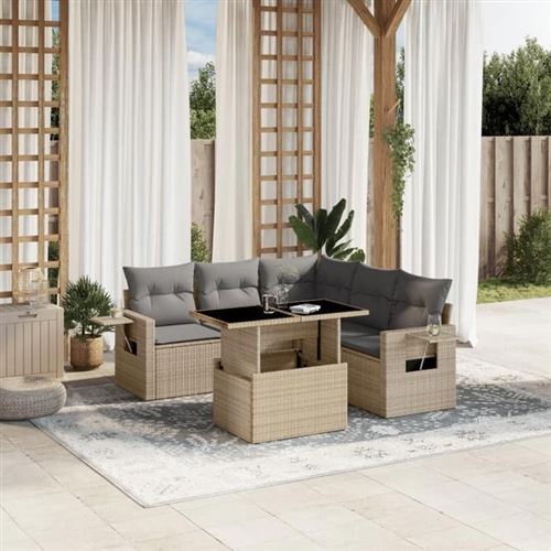 Non Communiqué Beige Salon De Jardin Modulable Vidaxl Resine Tressee 6 Pieces 62 X 62 X 69 Cm
