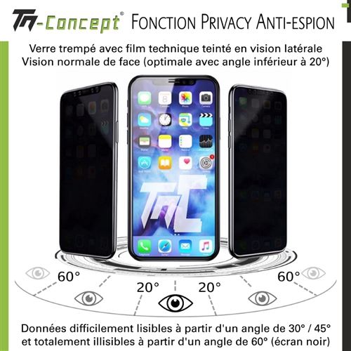 Verre trempé intégral teinté Anti-Espions Apple iPhone 12 TM Concept®