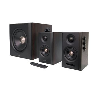 Enceintes bibliothèque amplifiées 2.1 Edifier S355DB - Caisson 8" sans fil - 150W Tri-Amp Hi-Res - Bluetooth 6.0 LDAC - Brun noix - 1