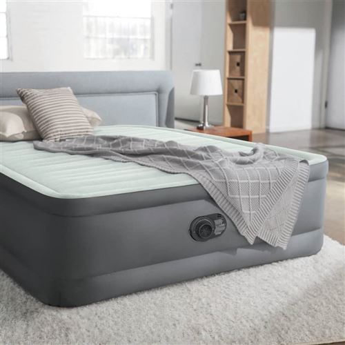 Intex Lit gonflable PremAire blanc et gris Queen Size 152x203x46 cm