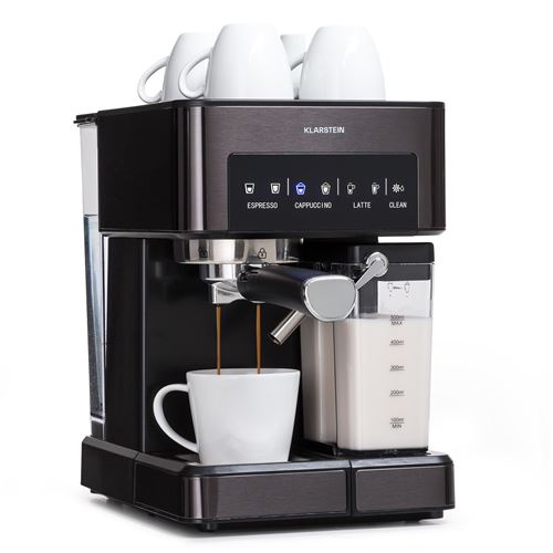 Klarstein Cafetière Mousseur De Lait Machine À Café Et Machine À Expresso 20 Bar 1350W Noir