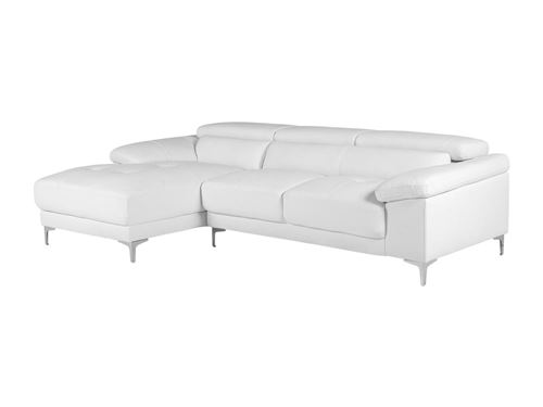 Canapé d'angle en cuir SOLANGE - Blanc - Angle gauche