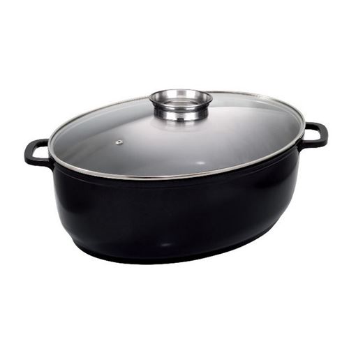Cocotte ovale en fonte d'aluminium 43cm noir Baumalu 382931