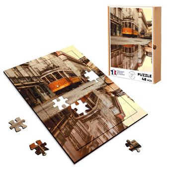Puzzle en bois 48 Pièces Fabulous - Tramway Lisbonne reflet dans l'Eau (28 x 20 cm) - 1
