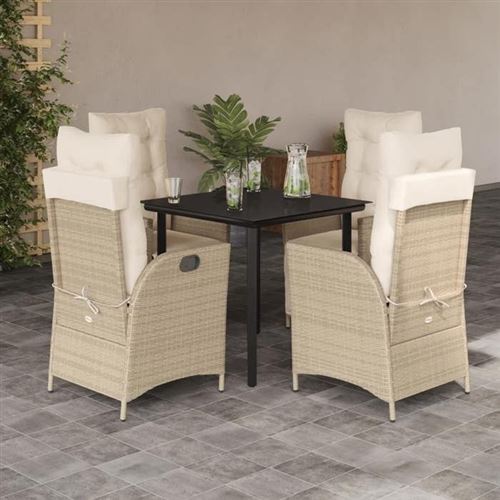 Vidaxl Beige Ensemble À Manger De Jardin 5 Pcs - Image 2