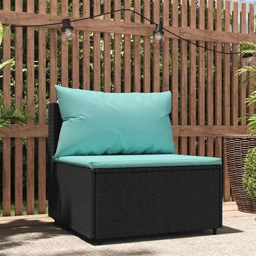 Divano Centrale Da Giardino Con Cuscini In Polyrattan Nero - Vidaxl