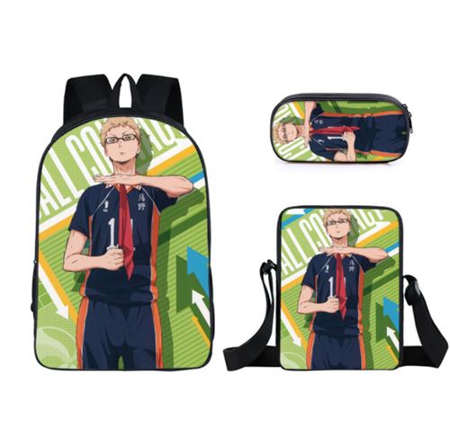 Set de 3 pièces Sacs à Dos Haikyuu Vert/Noir 019
